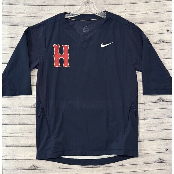 Nike Baseball Cage Hot Vented Jacket Sz M Blue Zipper Kangaroo Pocket 897383-419 - Picture 1 of 16